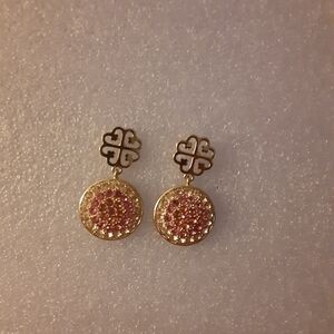 Chic Gold and Pink Drop Earrings